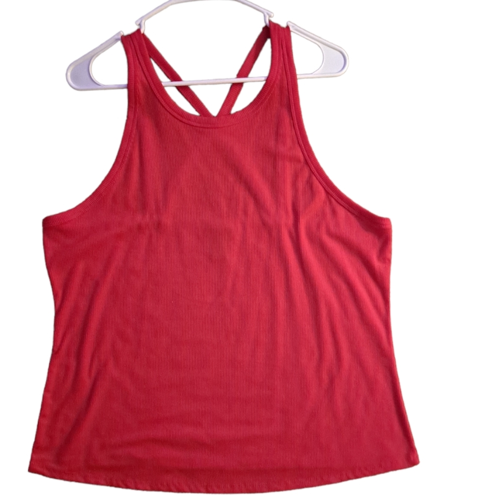 Rue + red crossed spaghetti strap tank, 3x